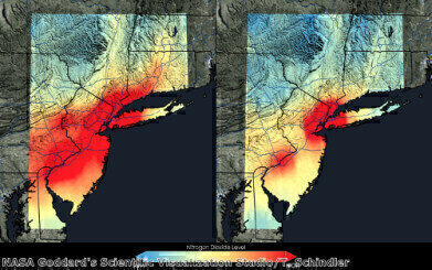 Nasa data reveals lowering urban US air pollution